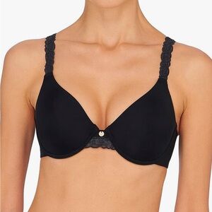 NWT Natori Pure Luxe Plunge T- Shirt Bra in black size 38DD